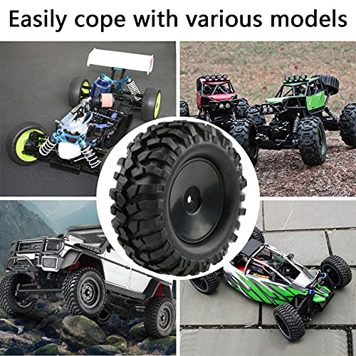 4pcs 1/10 Wheels and Tires with Lock Nuts Washers Wrench, 12mm Hex Hard Dish Wheel for Racing Off Road Buggy Truck Rock Crawler RC4WD Tamiya MST HSP CR12