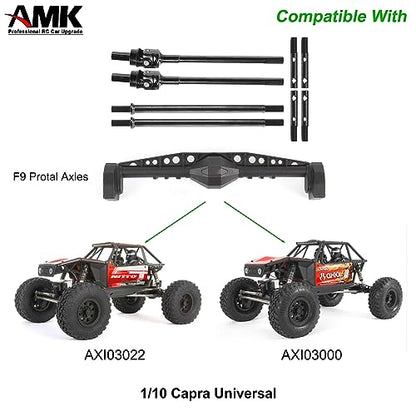AMK Steel Rear Thickened Capra Driveshaft 4.4mm Bold UTB10 CVD Drive Shaft with Portal Stub Axles for 1/10 RC Crawler Axial Capra F9 Upgrades (Front + Rear + 4Pcs Stub Axle) - color: Front + Rear + 4pcs Stub Axle