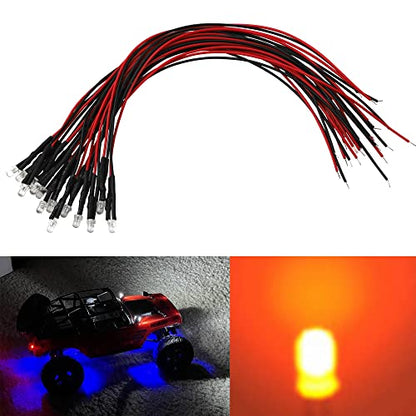 15PCS HIRCQOO RC Car 3MM & 5MM Pre Wired Led Light Emitting Diodes 12V Mini Single Led Bulbs Compatible with Traxxas TRX-4 TRX-6 Axial SCX10 90046 1/10 RC Crawler Car Truck DIY Parts (3mm,Red) - size: 3mm,Red