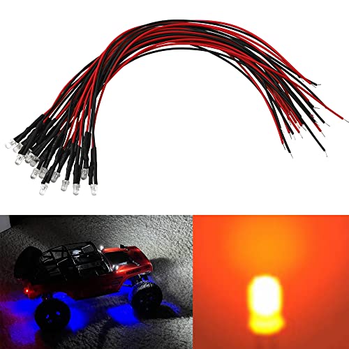 15PCS HIRCQOO RC Car 3MM & 5MM Pre Wired Led Light Emitting Diodes 12V Mini Single Led Bulbs Compatible with Traxxas TRX-4 TRX-6 Axial SCX10 90046 1/10 RC Crawler Car Truck DIY Parts (5mm,Red) - size: 5mm,Red