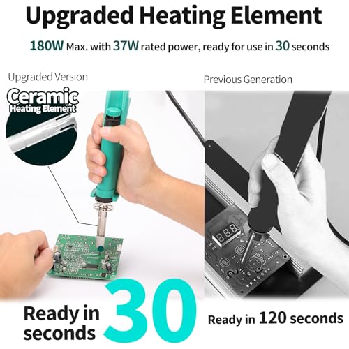 YIHUA 929D VI Temperature Controlled Electric Desoldering Iron with Upgraded Performance Heated Solder Sucker Tool with 3 Nozzles Soldering Iron Pump Function