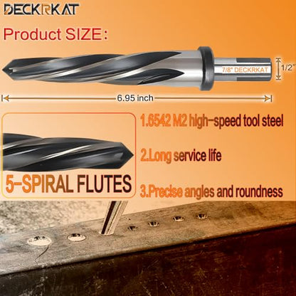 7/8" Reamer Drill Bit for Metal, M2 HSS Taper Reamer for Steel, Alloy, Wood, Plastic to Align, Enlarge Holes – 5-Spiral Flutes, 1/2" Non-Slip Shank, 22mm Car Reamer, Bridge Construction Reamer. - size: 7/8"