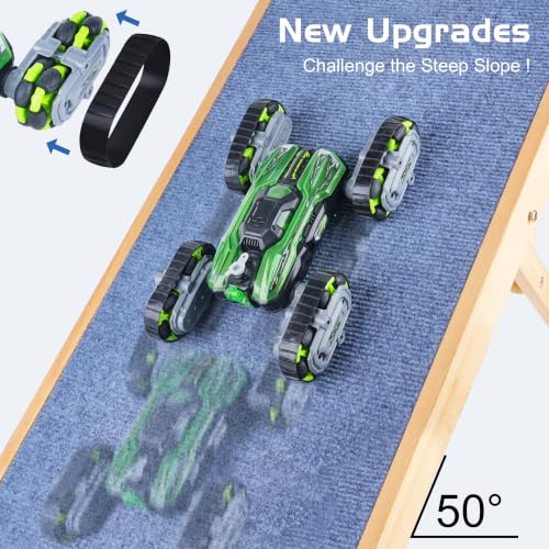 8WD Remote Control Car Toys for Kids, Gesture Sensing RC Stunt Truck | Birthday Gifts, Great for Boys Age 6-12, Cool Toys with Lights Music Spray, Transformable & Durable - color: Green