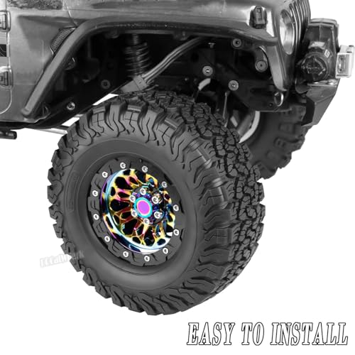 RC 2.2 in Wheel Tires for 1/10 SCX10 SCX10 II 90046 SCX10 III AXI03007 SCX10 Pro TRX4 TRX6 Gen7 Gen8 D90 VS4-10 MST CFX RC Crawler Car,BRCatWPark Aluminum RC 2.2 Wheel,Colorful