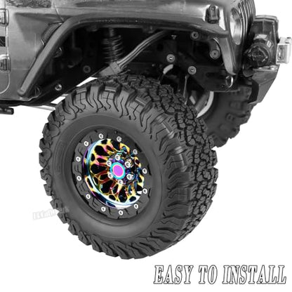 RC 2.2 in Wheel Tires for 1/10 SCX10 SCX10 II 90046 SCX10 III AXI03007 SCX10 Pro TRX4 TRX6 Gen7 Gen8 D90 VS4-10 MST CFX RC Crawler Car,BRCatWPark Aluminum RC 2.2 Wheel,Colorful