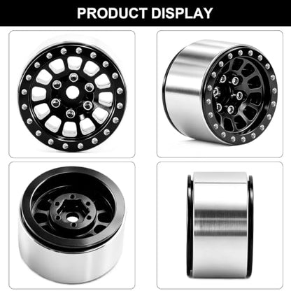 1.0" Beadlock Wheels and Tires for 1/24 Axial SCX24 1/18 TRX4M AX24 FCX24 RC Crawler Replacement Accessories (Black 357) - color: Black 357