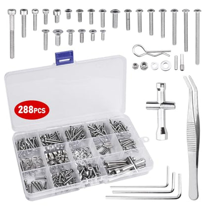 288pcs RC Screw Kit Hardware Fasteners Compatible with Traxxas Slash 1/10 2WD 4X4 RC Car