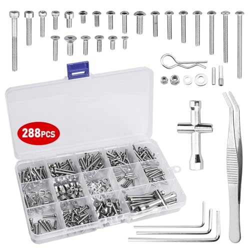 288pcs RC Screw Kit Hardware Fasteners Compatible with Traxxas Slash 1/10 2WD 4X4 RC Car