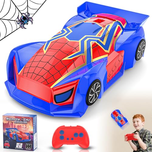 Wall Climbing Remote Control Car Mini, Spider | 360° Rotating RC Stunt Car, Rechargeable RC Cars Toys for 3 4 5 6 7 8 9 10 11 12 Year Old Boys Girls Kids - color: Red&blue Mini