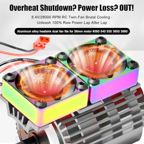 VXL-3s ESC Cooling Fan and Motor Cooling Fan 28000 RPM Dual Fan Set for 1/10 Traxxas Slash 4x4 Stampede 4x4 Rustler 4x4 VXL Hoss 4×4 Velineon VXL 3s Heat Sink Replace #3340, Grey & Black - style: SRQ-Grey Black