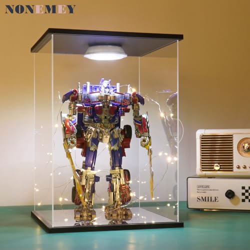 NONEMEY Clear Acrylic Display Case with Remote Control Light for Unicorn Gundam，Dustproof Model Showcase Organizer Box, Display Case for Collectibles (13.7x9.8x21.6inch,35x25x55cm) - size: 13.7×9.8×21.6 inch, 35×25×55 cm