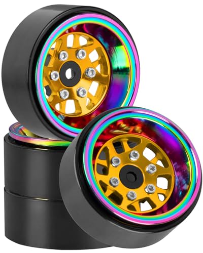 RC 1.3 Beadlock Wheel Rims for 1/18 TRX4M 1/24 SCX24 RC Crawler Car,Aluminum Alloy Beadlock Wheel Rim Hub,4Pcs RC Off Road Buggy Rally Truck Car Wheels Rims,Yellow - color: Yellow - (1.3 Beadlock Rims)