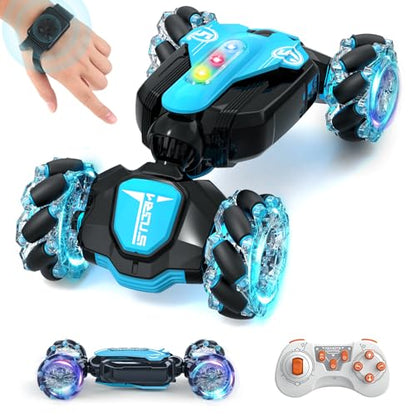 Gesture Sensing Rc Stunt Car,Remote Control Transform Car 2.4ghz 4WD 360° Rotating Drift RC Cars with Lights & Music,Kids Toys for Boys 6-8,Ideas Gifts for Kids Age 5 7 9 10 11 12 Years Old