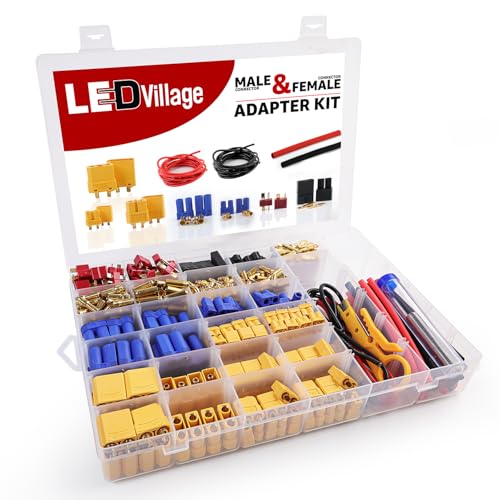 253pcs “Super Kit” T-Plug / XT90 / XT60 / XT30 / EC5 / EC3 / TRX Male & Female Plug Connectors Kit 14 AWG Silicone Wire and Heat Shrink Tubing for Pro RC Lipo Battery - color: 253 (Super Kit)