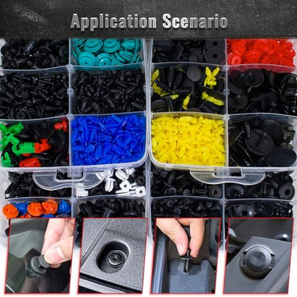 1725 Pcs Bumper Clips Car Retainer Clips & Auto Fasteners Assortment Plastic Push Rivets Fender Clips - 35 Most Popular Sizes Door Trim Panel Clip Set for Toyota GM Ford Honda Chevy - size: 1725pcs