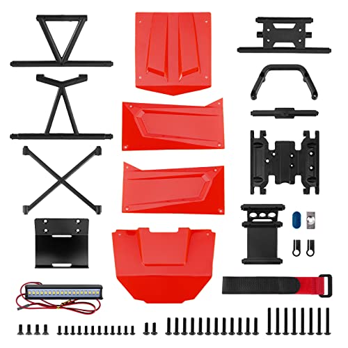 INJORA Nylon Rock Buggy Roll Cage Body Shell Chassis Kit for SCX10 II 90046 UTB10 1/10 RC Crawler Upgrade Parts (Red) - color: Red