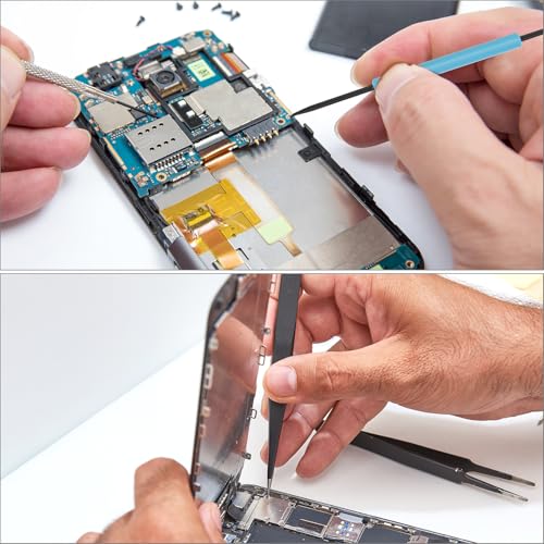 QWORK Professional Welding Auxiliary Tools Set, 6 Double-sided Repair Tools & 2 Anti-static Precision Tweezers for Electronic Repair, Soldering, and Grinding