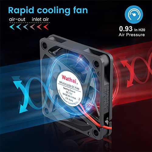 Wathai 60mm x 10mm 12V 2Pin DC Brushless Exhaust Cooling Fan 12 Volt for Small Replacement Cooler 2 Pack