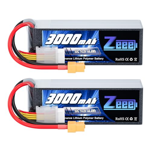 Zeee 4S Lipo Battery 3000mAh 14.8V 50C with XT60 Plug (2 Packs) | Soft Case Battery for RC Airplane Helicopter Drone FPV RC Boat UAV RC Car Truck Boat Racing Hobby Models