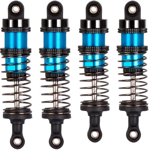 Oiled Shocks Upgraded 66mm/72mm Aluminum Oil Shock Absorber Set for 1/12 1/14 1/16 RC Cars - Compatible with WLtoys 144001, 124019, MJX 16208, HBX & More - color: Bz-black-blue