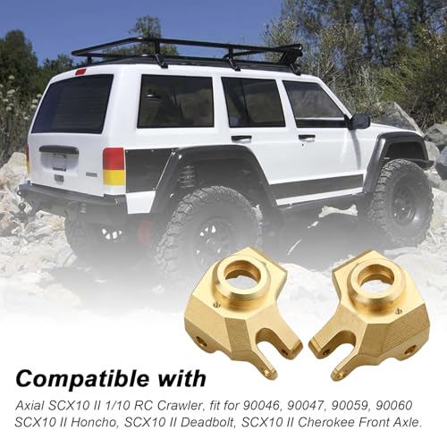 Hobbypark Brass Front Steering Knuckles Heavy Weights for SCX10 II Upgrades Compatible with Axial SCX10 II Honcho (Gold)