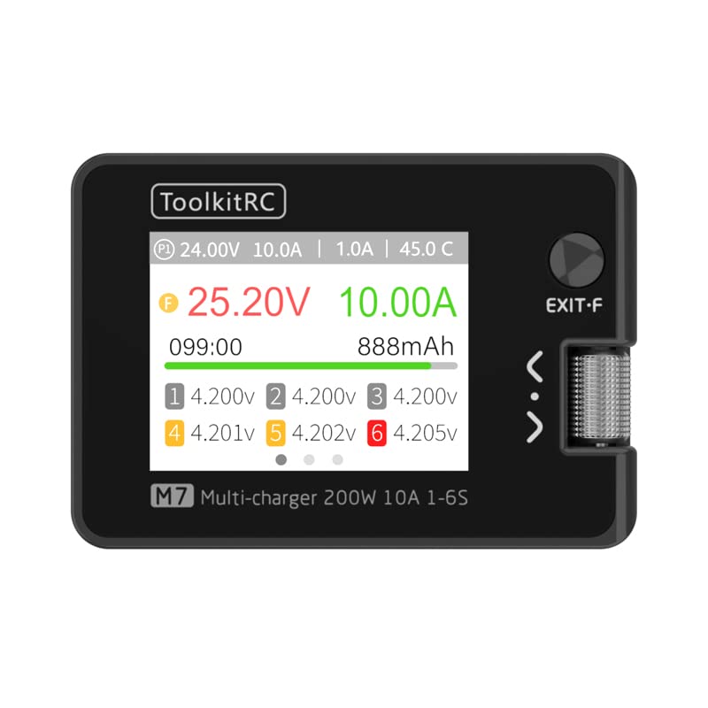 Original ToolkitRC M7 200W 10A DC Balance Charger Discharger for 1-6S Lipo Battery with Voltage Servo Checker ESC Receiver Signal Tester