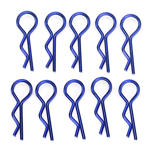 Qiilu Durable RC Body Clips for 1/5 1/6 /8 /10 RC Car - 10Pcs Metal Shell Clip Pins, Teardropshaped Pull Tabs (Blue) - color: Blue