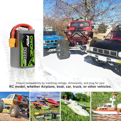 OVONIC 6S 1300mAh Lipo Battery 22.2V 100C Battery with XT60 Plug for RC Car Truck RC Vehicles Boat Drone RC Airplane Quadcopter Helicopter FPV Racing Hobby Models [1 Package Including 4 Batteries]