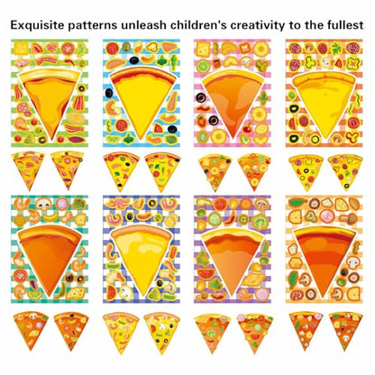 24 Sheets Make a Pizza Stickers for Kids, Make Your Own Stickers | Pizza Parties Cute Party Favors Decorations, DIY Arts Birthday Games Family Night - style: Pizza