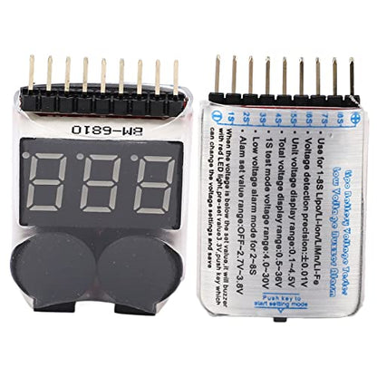 4 PCS 2 in 1 1 8S Lipo Battery Voltage Tester Monitor, Low Voltage Buzzer Alarm RC Battery Checker, Lipo Tester, RC Monitor