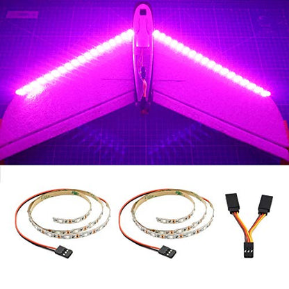 LED Light Strip for RC Fixed Wing Airplane Flying Wing Plane AR Wing Drone Model Car Truck (Pink) - color: Pink