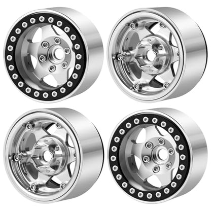 4PCS Aluminum 1.9" Beadlock Wheels Rims Upgrades for Axial SCX10 II III,TRX4 1/10 RC Crawler Car Accessories Parts (Silver) | 1/10 RC Crawler Car Accessories Parts - color: Silver