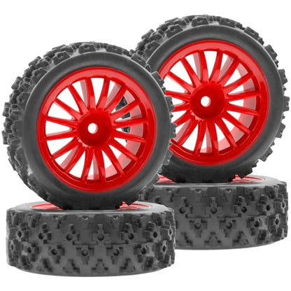 4Pack Vgoohobby OD2.83in 1/10 On Road Rubber Tires w/Nylon Wheel Rims 12mm Hex Compatible with HSP HPI Redcat Tamiya Traxxas 1/10 RC On Road Racing Touring Car (Red) - color: Red