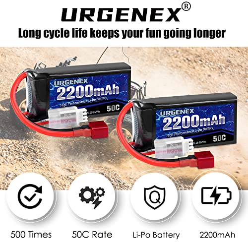 7.4V 2200mAh Lipo Battery 50C(Burst 80C) High Discharge Rate RC Batteries with Dean-Style T Plug Fit for RC Car Truggy, RC Airplane, FPV Drone, UAV Quadcopter and Helicopter