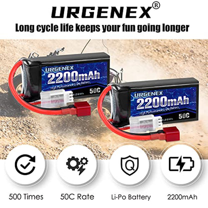 7.4V 2200mAh Lipo Battery 50C(Burst 80C) High Discharge Rate RC Batteries with Dean-Style T Plug Fit for RC Car Truggy, RC Airplane, FPV Drone, UAV Quadcopter and Helicopter