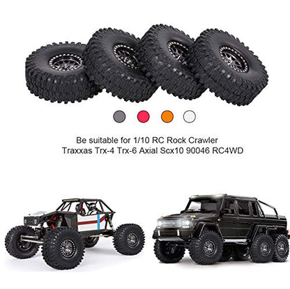 GoolRC 4PCS 1.9 Inch RC Crawler Rubber Tires with Metal Rim Replacement for 1/10 RC Rock Crawler Traxxas TRX-4 TRX-6 Axial Scx10 90046 RC4WD RC Car Parts (Titanium) - color: Titanium