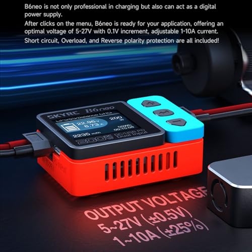 GoolRC B6neo Smart Charger Lipo Battery Charger, DC 200W PD 80W Battery Balance Charger Discharger for 1-6s LiPo/Life/LiIon/LiHV Battery, 1-15s NiMH/NiCd Batteries (Blue) - color: Blue