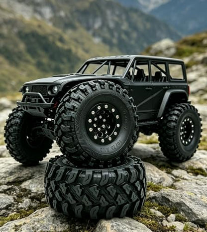 Brass 1.3 Beadlock Wheel Tires Set Sticky Soft Tires 70 * 26mm for Axial SCX24 AX24 TRX4M FCX24 Upgrade 1/24 1/18 RC Crawler Car (Black) YK - color: Black