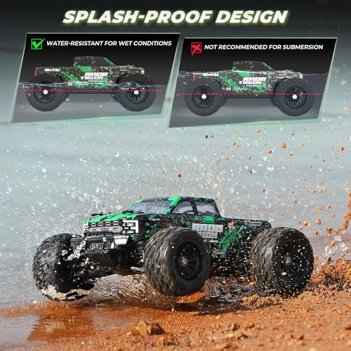 HAIBOXING 18859E 1:18 Scale RC Truck, 4X4 Off-Road Truck High Speed 36km/h | Hobby RTR 2.4GHz Remote Control Car Water-Resistant Electronics Two Li-Po Batteries Extended Playtime RC Cars for Kids&Adults - color: Green