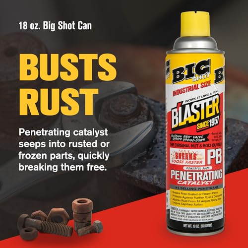PB Blaster Penetrating Oil Spray, Big Shot 18 oz Aerosol Cans (6-Pack) – Rust Remover & Bolt Loosener for Stuck Nuts, Bolts & Rusted Parts – Penetrating Catalyst for Automotive & Mechanical Use - size: 18oz (6 Pack)