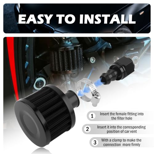 12mm Fuel Cell Vent Filter,High Efficiency Fuel Tank Breather Vent with 8AN (3/4-16) Female Fitting,Durable Anti-Clog Engine Vents Filters for Automotive Engine Fuels System
