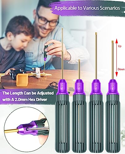OGRC Hex Screw Driver Set 1.5mm 2.0mm 2.5mm 3.0mm Hex Driver Hexagon Allen Screwdriver Wrench RC Tool Kit for 1/16 1/12 1/10 1/8 1/5 RC Model RC Helicopter Drone Boat Car - style: 1.5/2.0/2.5/3.0mm Hex