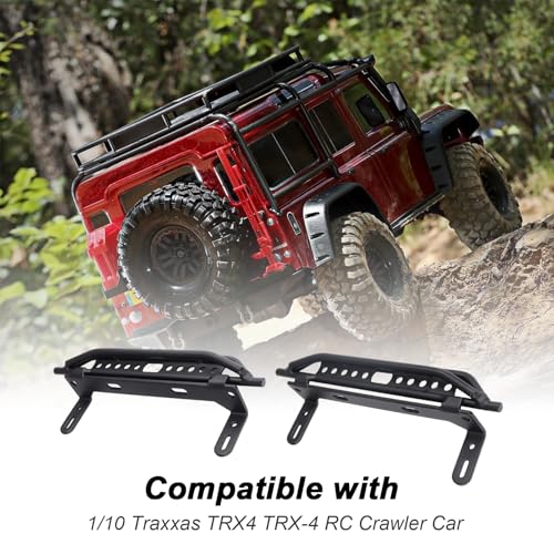 Hobbypark Metal Side Pedal Step Running Boards Foot-Plate for Traxxas TRX4 TRX-4 1/10 RC Crawler Body Shell Accessories (Black)