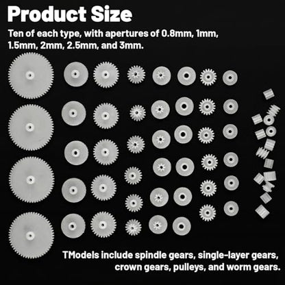 200 Pcs Plastic Gear Set, Single-Gear, Spindle Gears, Small Motor Gears, Model Toy Gear Kit, DIY Gear-Assortment Accessories Set for Model (6 Styles)