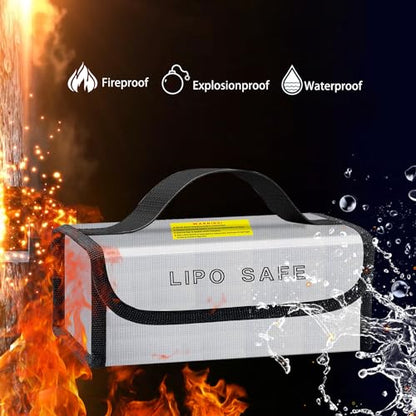 2PCS 230x80x100mm Lipo Battery Safe Bag Fireproof Charging Bag for RC Lipo Battery Pack Storage Charging Transport, Home Office Travel Lipo Safe Storage Pouch - size: 230x80x100mm (2 pcs)