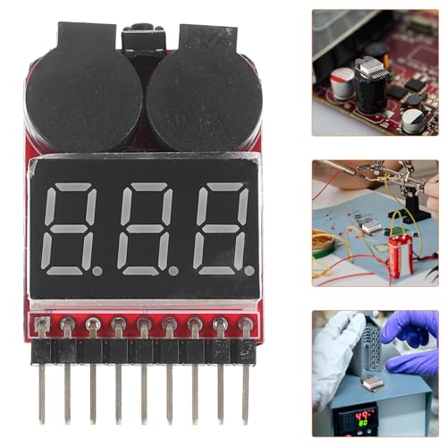 2pcs Lipo Battery Voltage Tester with Low Voltage Warning Alarm Rc Battery Monitor Checker for Drone and Rc Enthusiasts