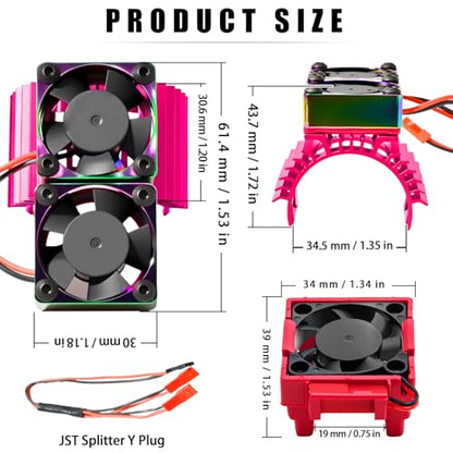 VXL-3s ESC Cooling Fan and Motor Cooling Fan 28000 RPM Dual Fan Set for 1/10 Traxxas Slash 4x4 Stampede 4x4 Rustler 4x4 VXL Hoss 4×4 Velineon VXL 3s Heat Sink Replace #3340, Purple & Red - style: SRQ-Purple Red