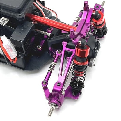 Rc Swing Arms For MJX For Hyper Go 14210 14209 Metal Steering Cup Upper Lower For Swing Arm Set Shock Tower Bracket Body Post RC Car Parts(Purple) - color: Purple