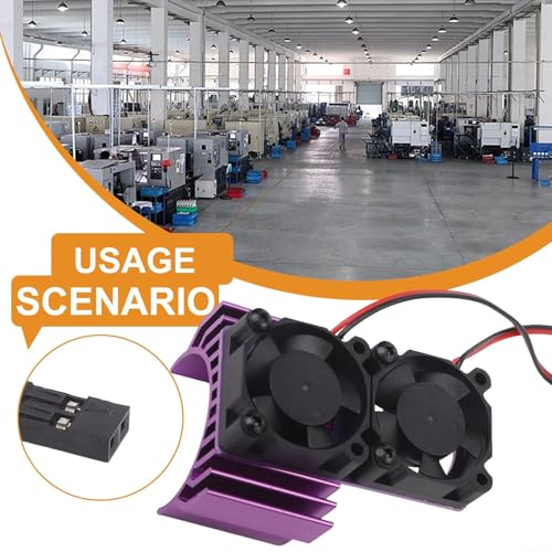 Aluminum RC Motor Heat Sink with Dual 30mm Cooling Fans 1: 10 Cars Compatible Having 540 550 Brushed 3650 3660 Brushless Motors Red(Purple) - color: Purple