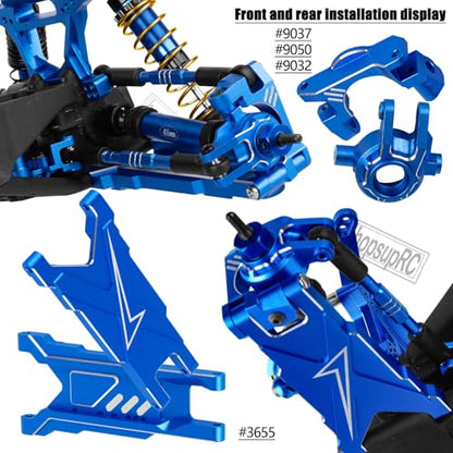 Upgrades Part for 1/10 Slash/Rustler/Stampede/Hoss 4x4 VXL,RC Shock Absorbers&Suspension Arms&Drive Shaft Axles&Steering Knuckle Kit&Shock Tower&Adjustable Links&Steering Block,Navy Blue - color: Navy Blue(parts)